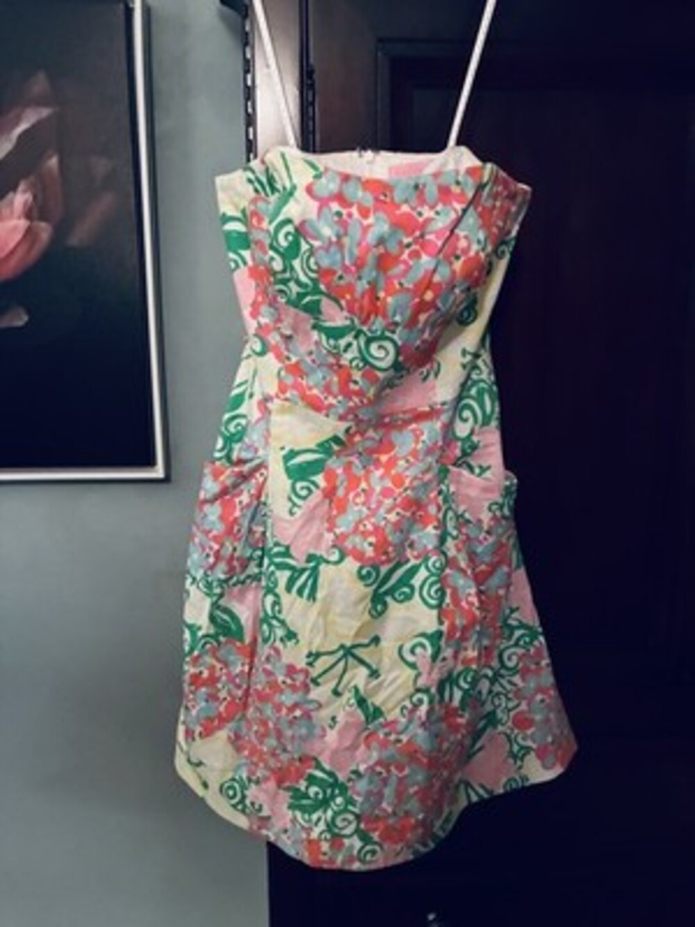 LILLY PULITZER Blossom Dress Size 0 Strapless Pockets Fit & Flare Mariposa A159